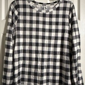 Nordstrom Monochrome Plaid Crew Neck Top